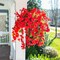 Artificial Hibiscus Fake Hanging Flowers Plants for Outdoors Spring Summer Decoration, 2pcs Red Silk Hibiscus Long Trailing Vines